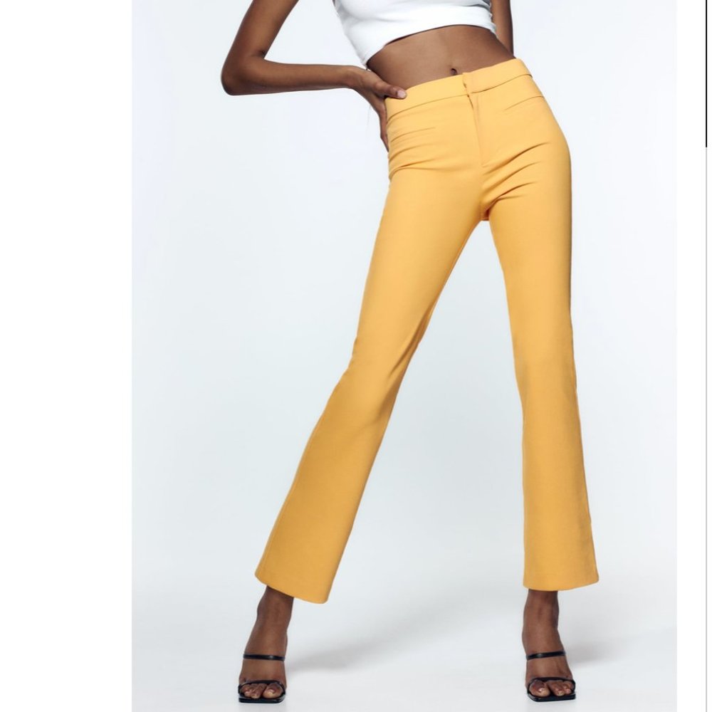NWT ZARA MINI FLARE PANTS Tangerine